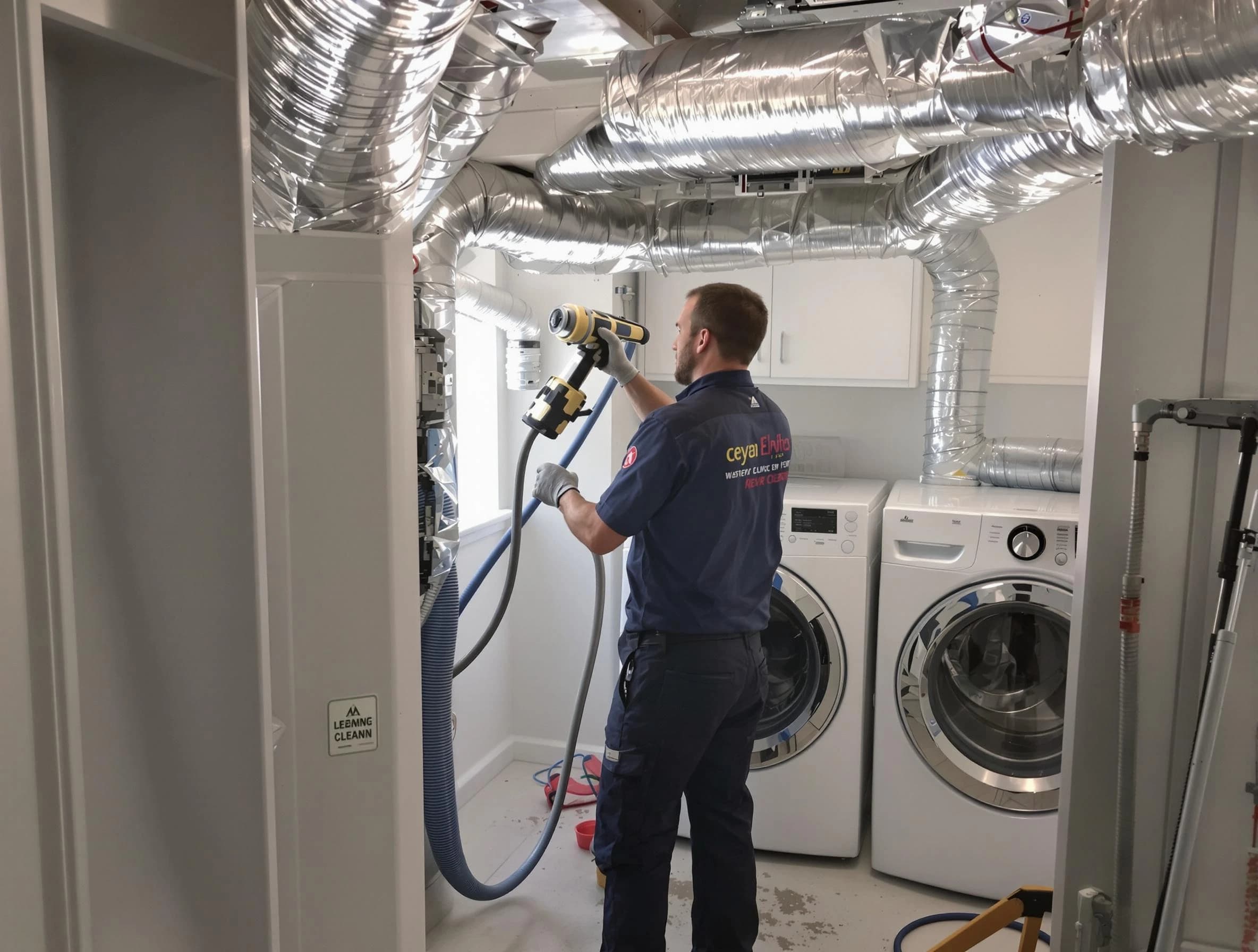 Greensburg Dryer Vent Cleaning specialist using advanced equipment for thorough duct cleaning in Greensburg
