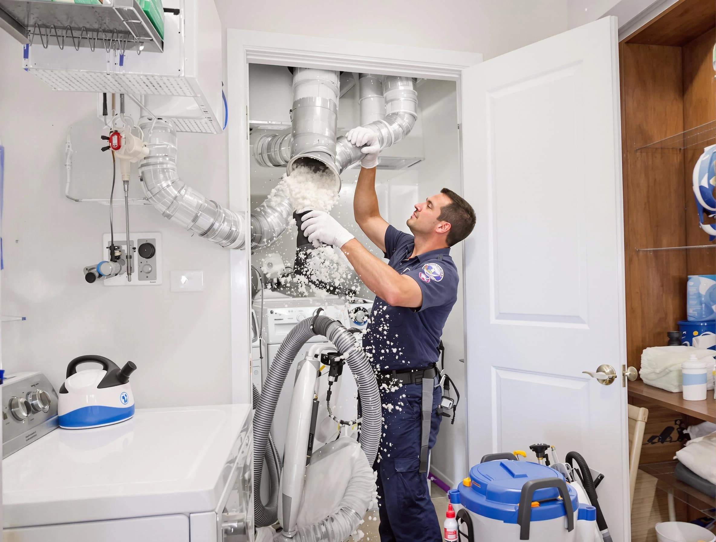Greensburg Dryer Vent Cleaning technician delivering thorough residential dryer vent cleaning service in Greensburg