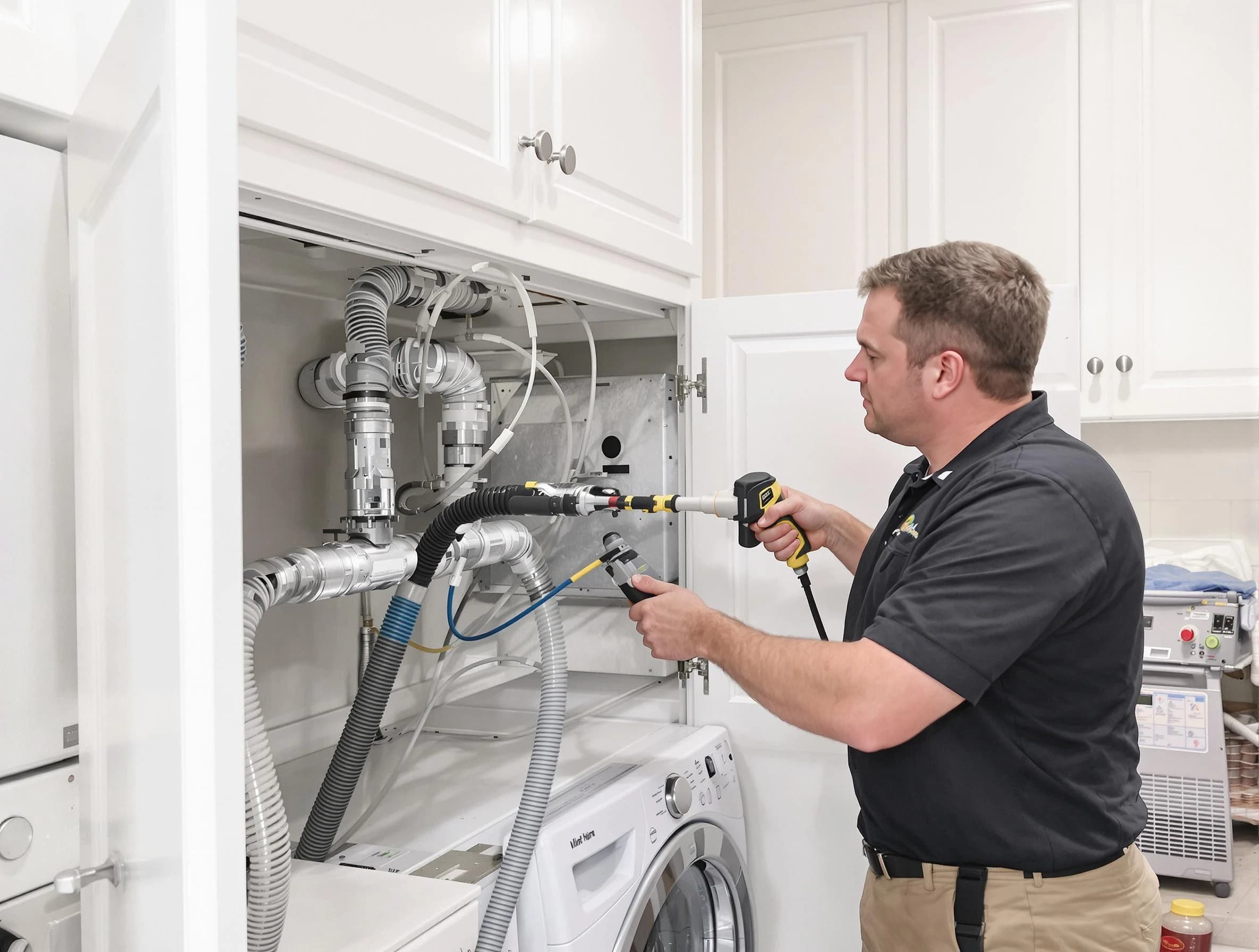 Greensburg Dryer Vent Cleaning professional removing severe blockage from a clogged dryer vent in Greensburg