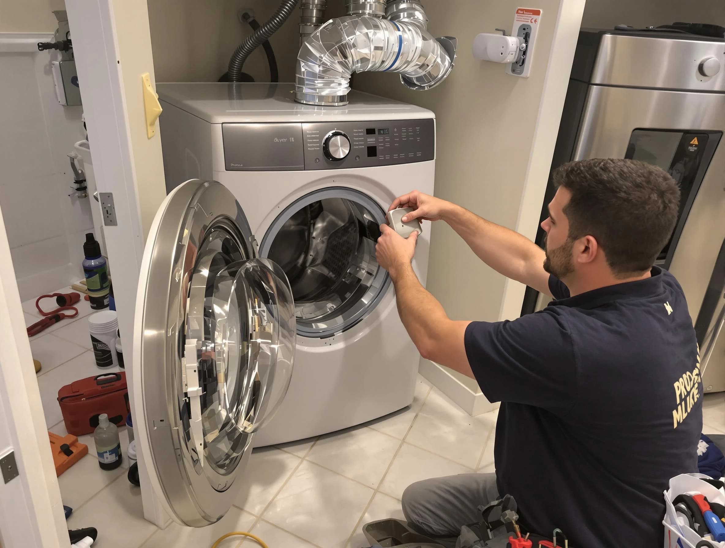 Greensburg Dryer Vent Cleaning technician performing precise dryer vent hose installation in Greensburg