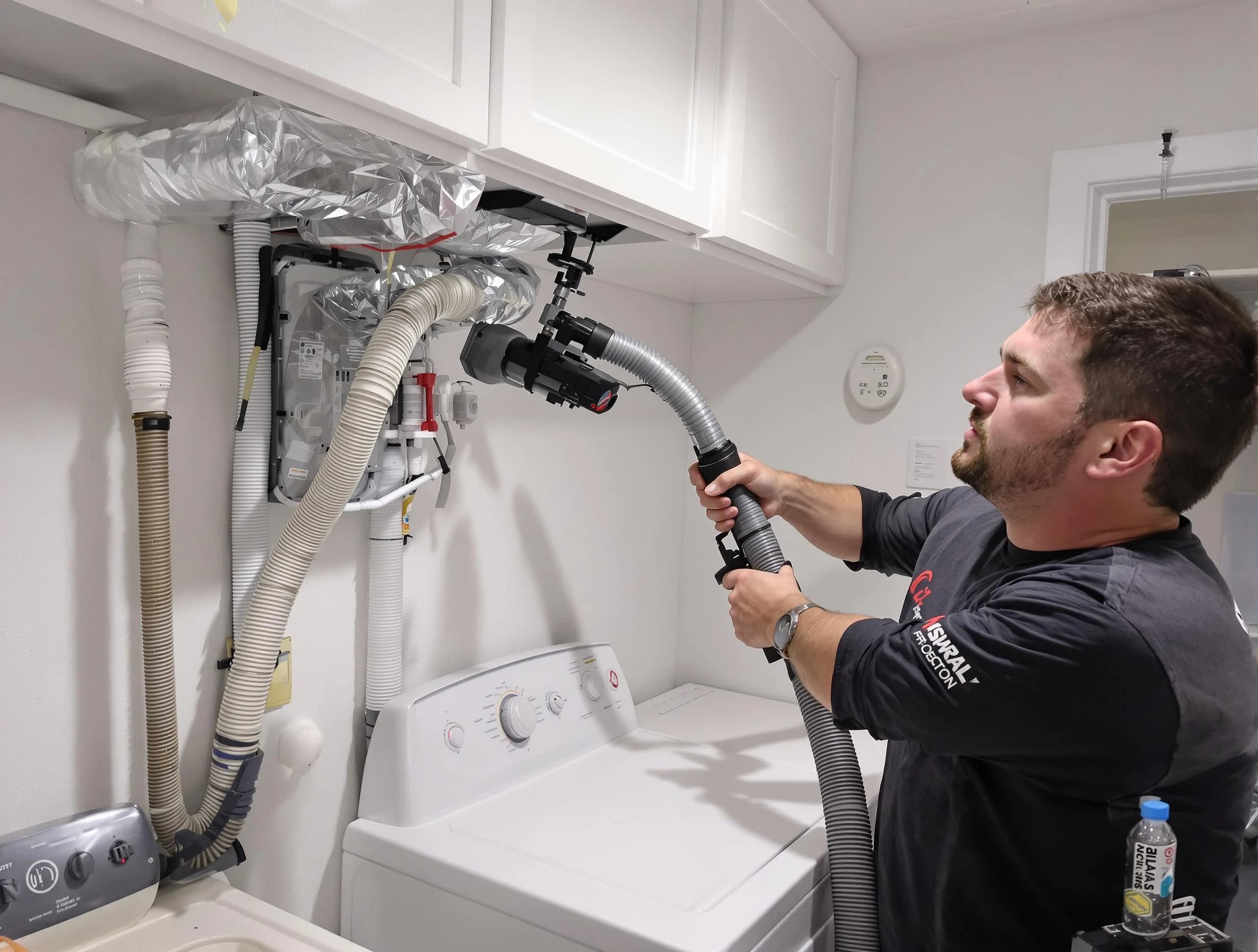 Greensburg Dryer Vent Cleaning certified technician performing safety-focused gas dryer vent cleaning in Greensburg