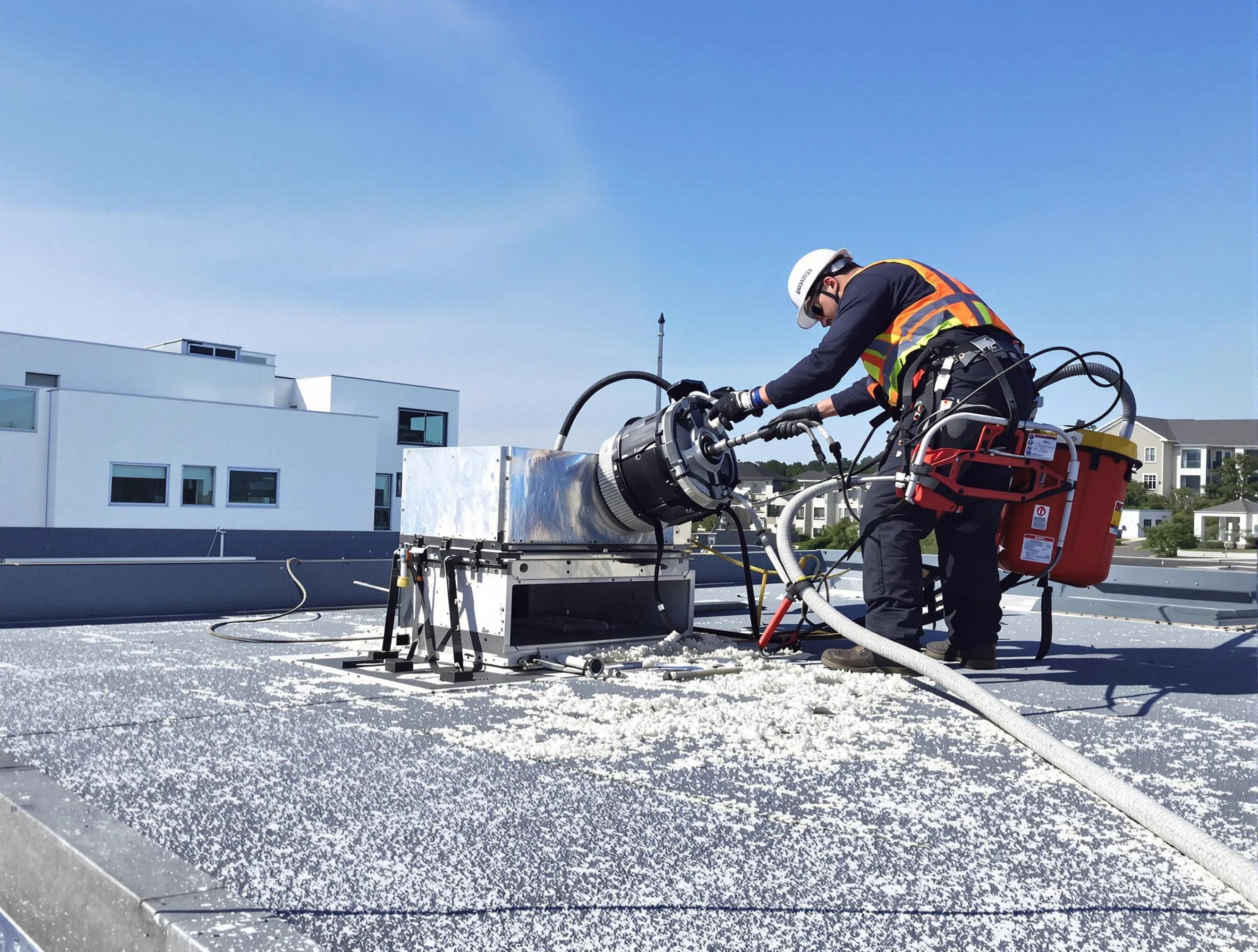 Cleaning Dryer Vent On Roof in Greensburg