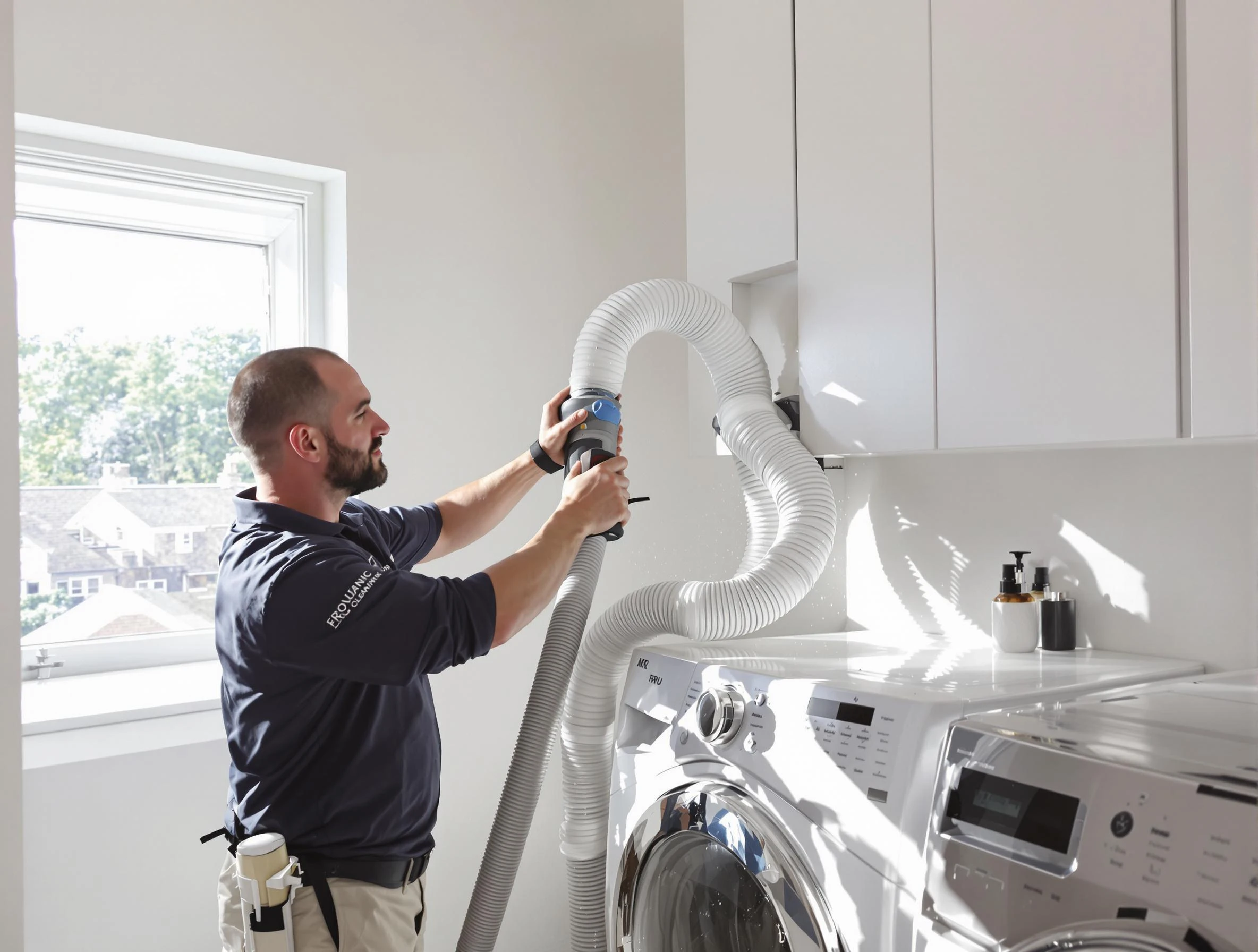 Certified Greensburg Dryer Vent Cleaning technician performing dryer vent cleaning in Greensburg